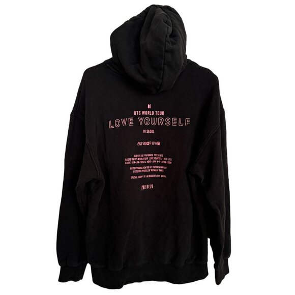 BTS WORLD TOUR LOVE YOURSELF in Seoul OFFICIAL Large Hoodie Black Big Hit Unisex - Picture 2 of 9